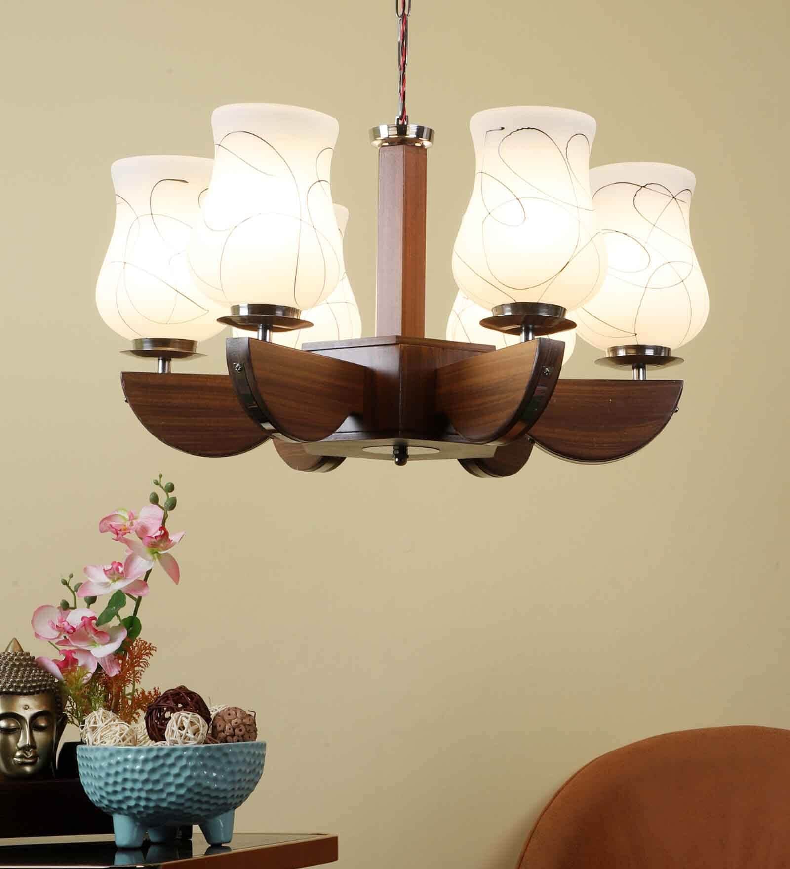 Montage Brown Wood Shaded Chandelier