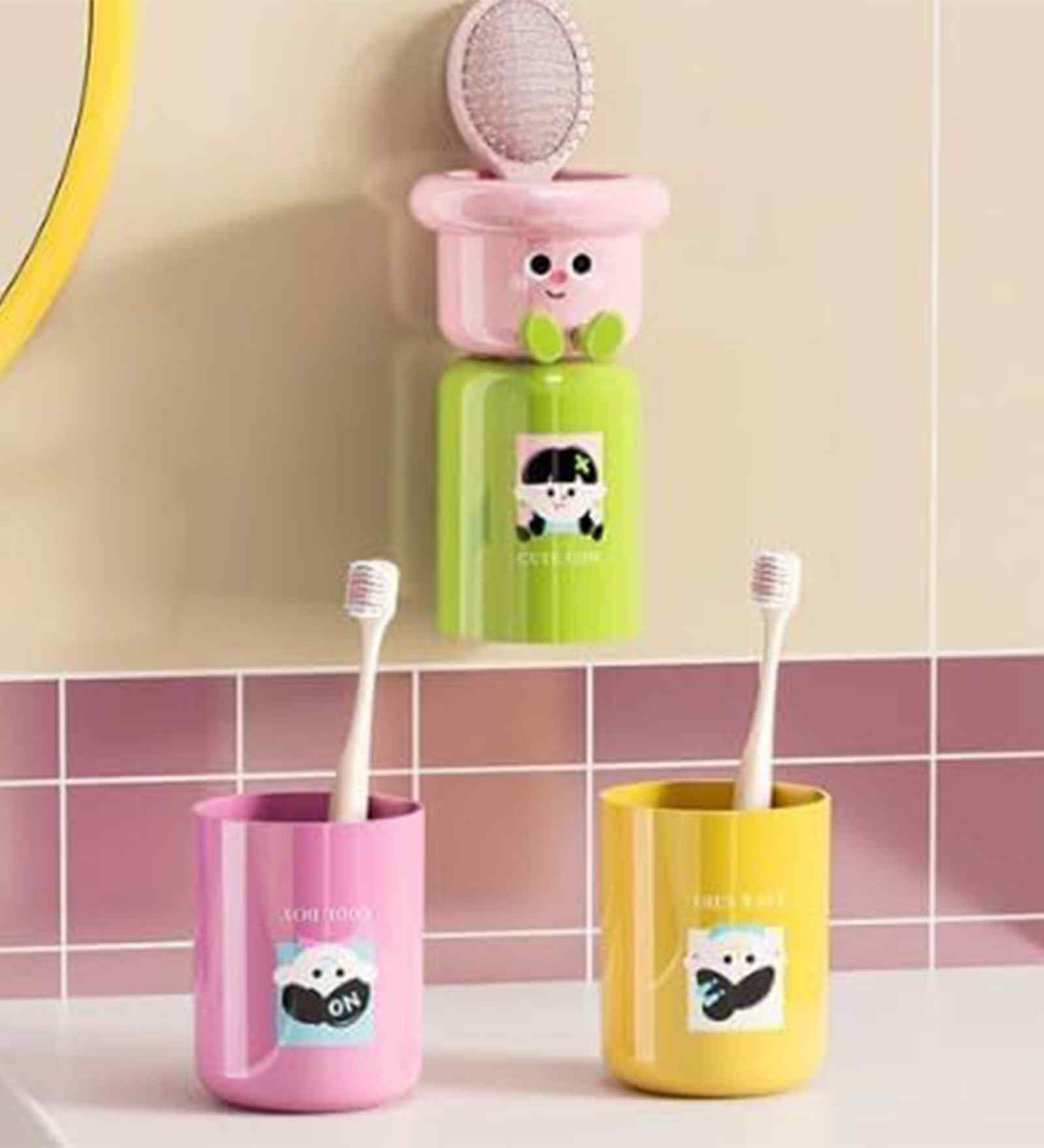 Assorted Cute Cartoon Animal Wall-Mounted Toothbrush Holder