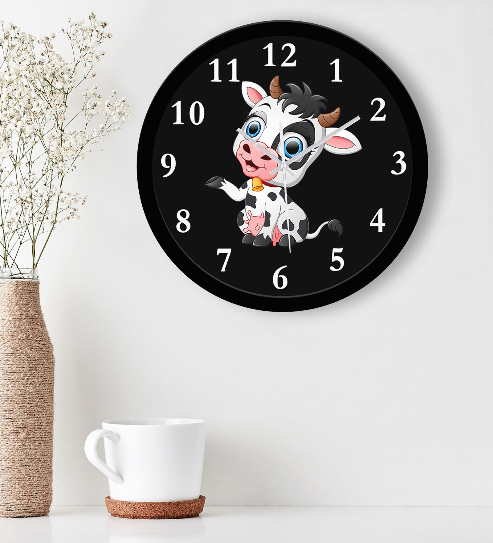 Cute Cow Wall Clock in Multicolour
