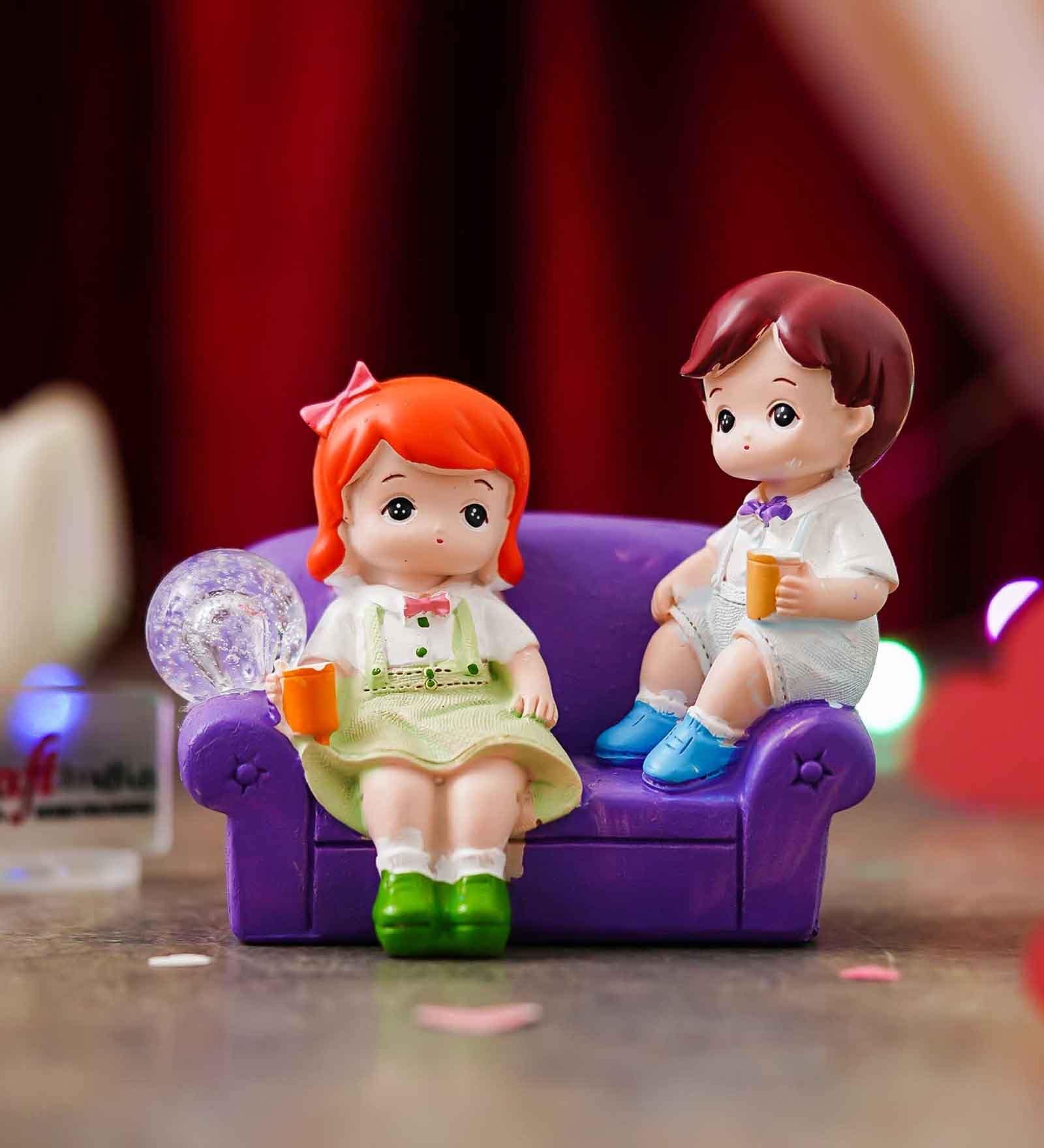 Cute Couple Showpiece Sitting On Sofa Valentine Gift