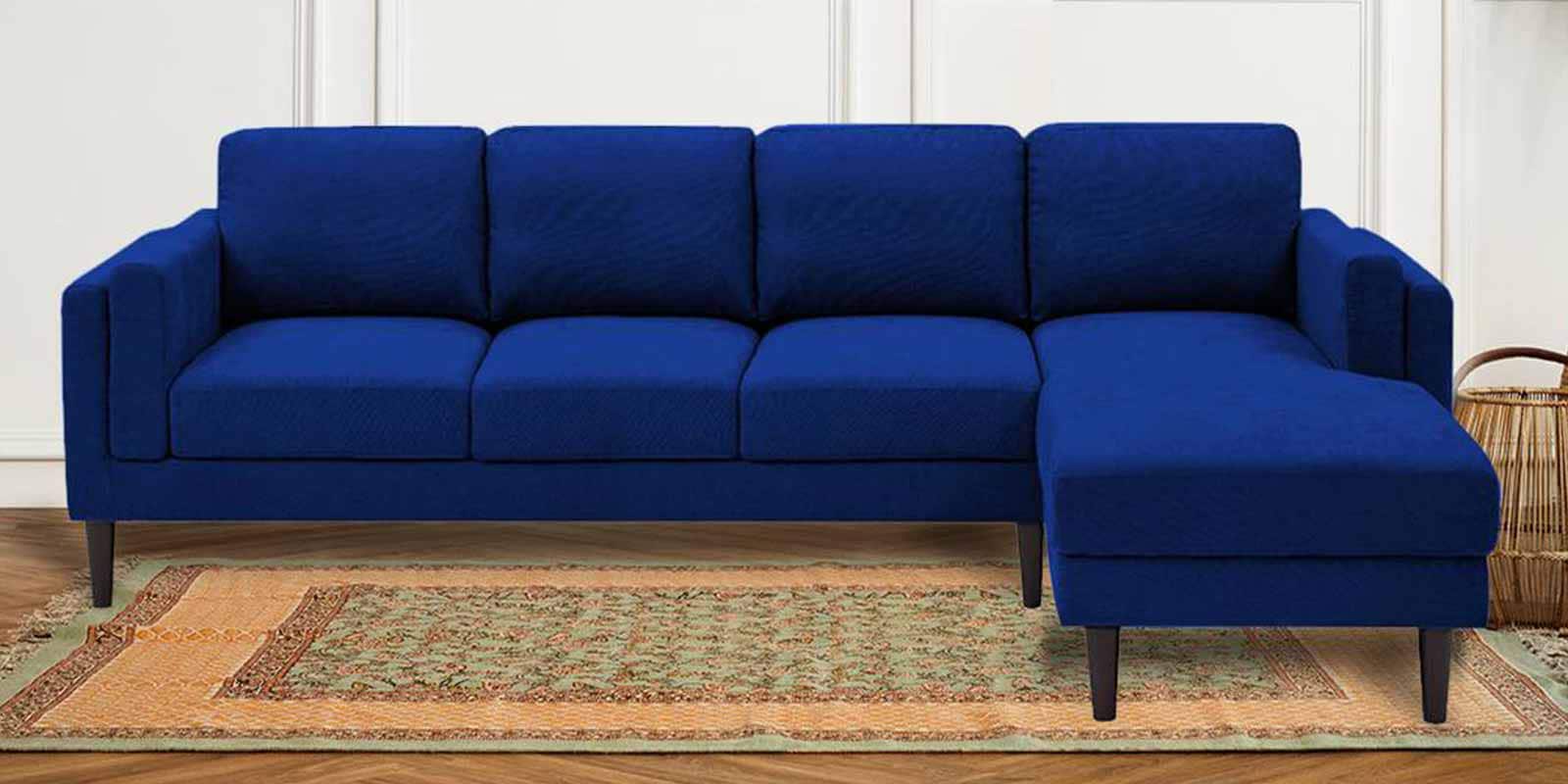 Creata Fabric Lhs 6 Seater Sectional Sofa In Royal Blue Colour