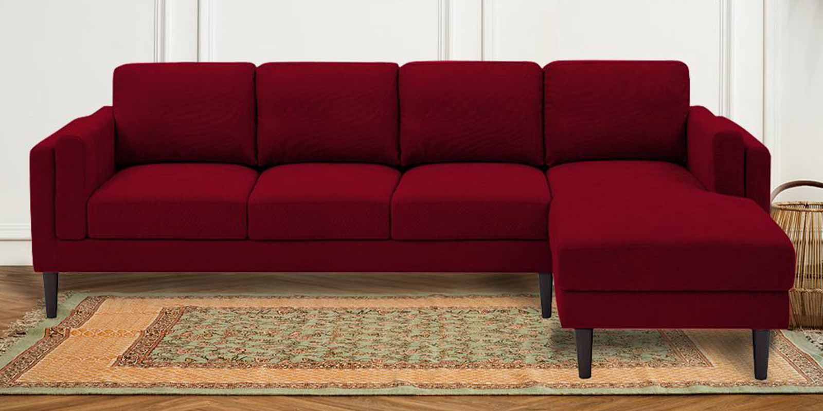 Creata Fabric Lhs 6 Seater Sectional Sofa In Blood Maroon Colour