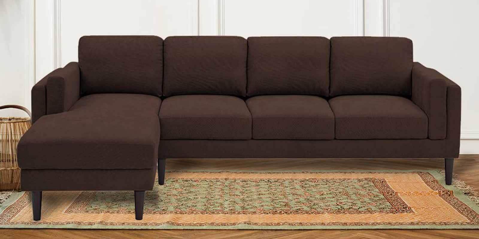 Creata Fabric RHS Sectional Sofa ( 3+ Lounger) in Coffee Brown Colour