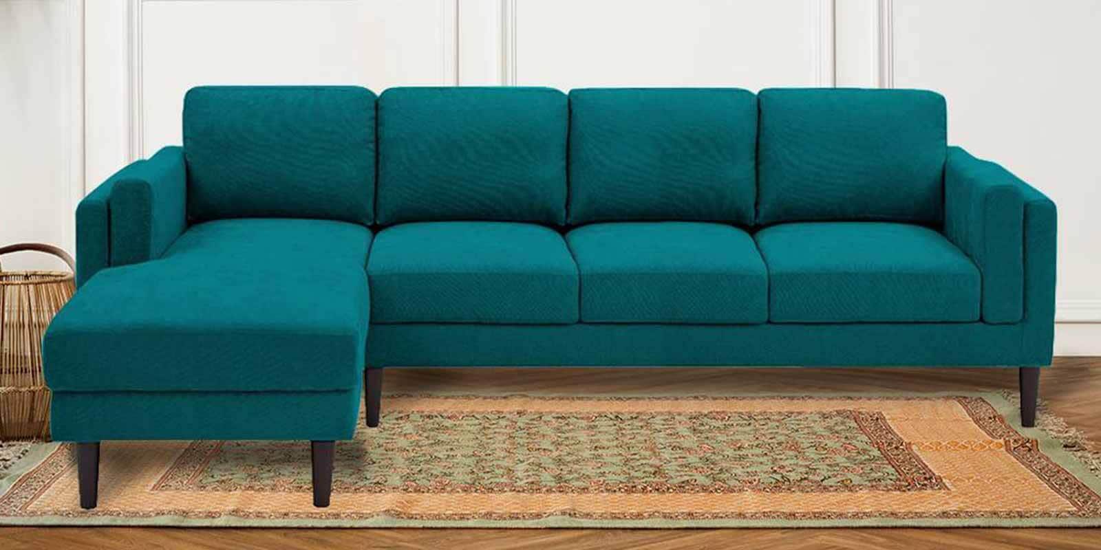 Creata Fabric Rhs 6 Seater Sectional Sofa In Sea Green Colour