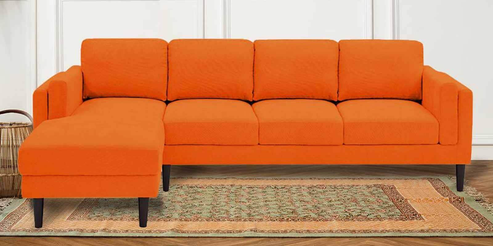 Creata Fabric Rhs 6 Seater Sectional Sofa In Vivid Orange Colour