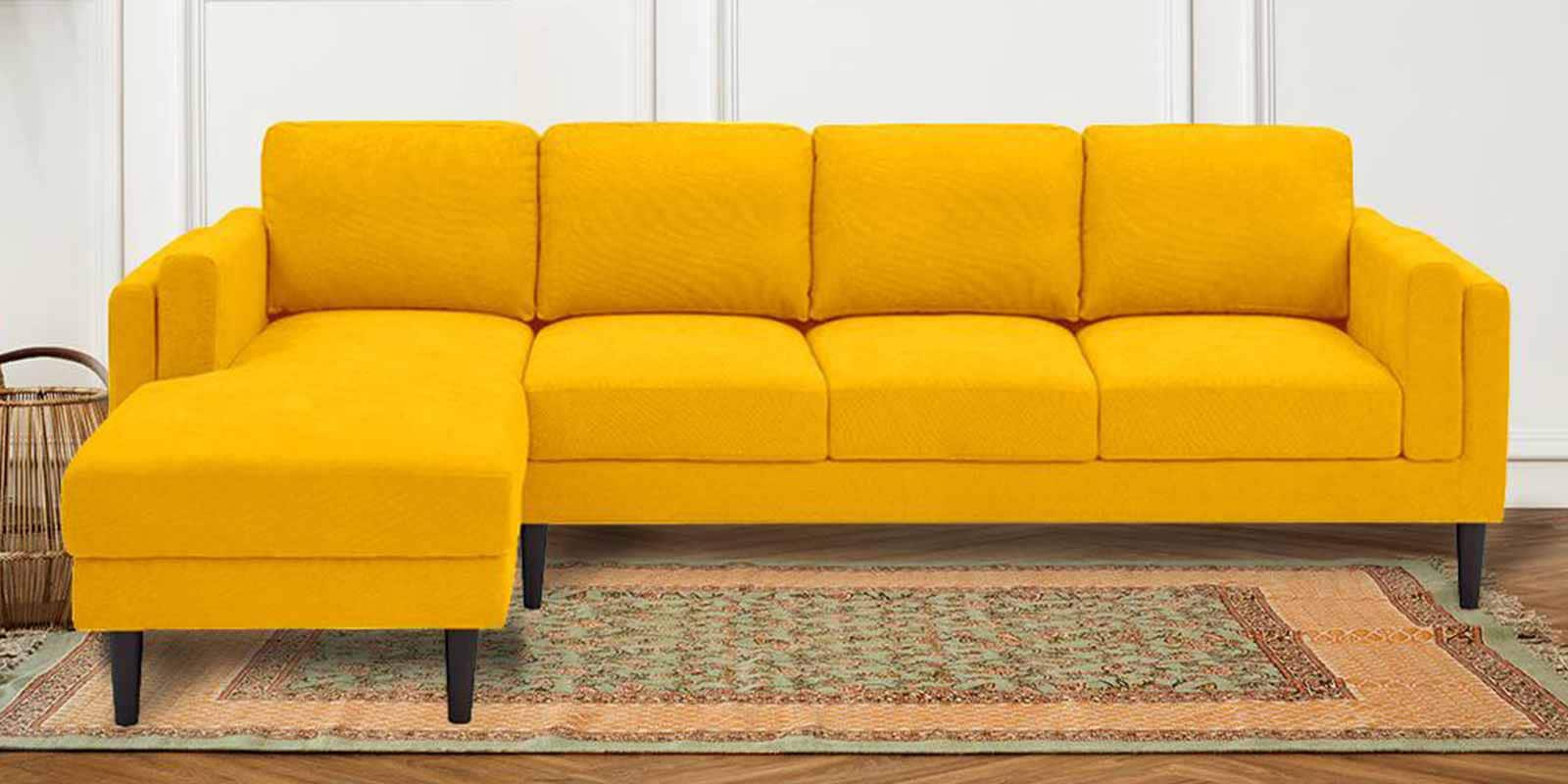 Creata RHS 6 Seater Sectional Sofa In Bold Yellow Colour
