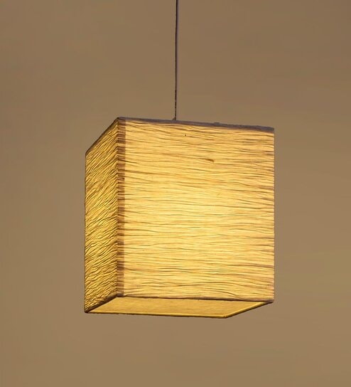 Cube (Large) Stainless Steel & Banana Fibre Pendant Hanging Light
