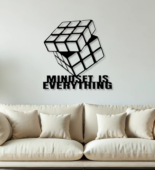Cube Design With Mindset Text Metal Art Wall Decor