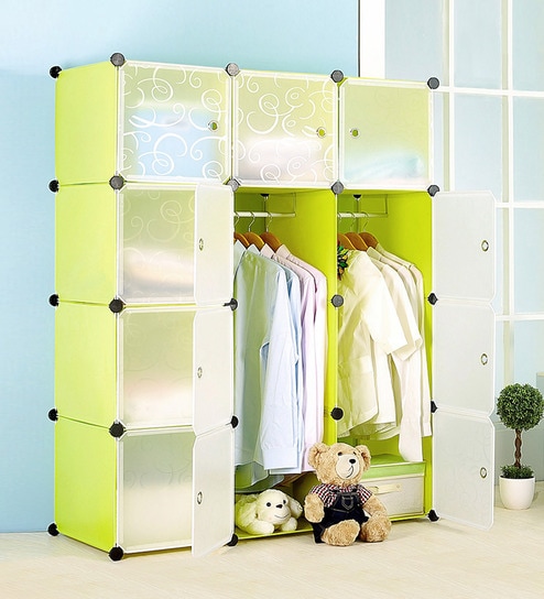 Buy Cubical 2 Door Kids Wardrobe In Green By Diy Furniture Online