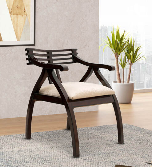 Cubico Teak Wood Bedroom Chair In Brown Finish (Set of 2)