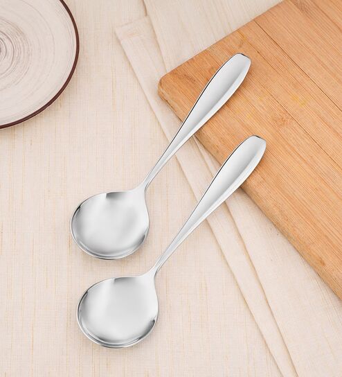 Set of 2 - Deluxe Stainless Steel Oval Spoon