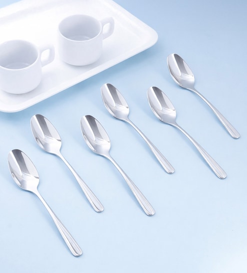 Set of 6-Dora 18/8 Stainless Steel Tea Spoon Mirror Finish