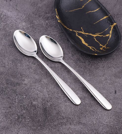 Set of 2 - Dora 18/8 Stainless Steel All Purpose Serving Spoon, Mirror Finish