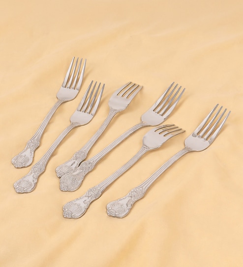 Set of 6-Fest 18/8 Stainless Steel Dessert Fork