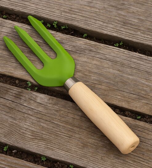 Green Cultivator Artisan Hand Fork With Natural Wood