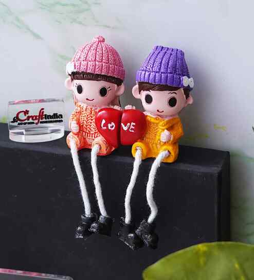 Cute Boy and Girl Doll Multicolour Polyresin Figurine