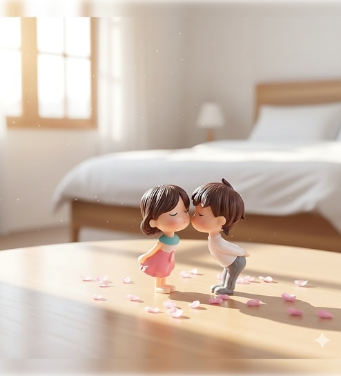 Miniature Cute Romantic Kissing Couple Showpiece Valentine Gift