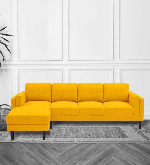 Creata RHS 6 Seater Sectional Sofa In Bold Yellow Colour