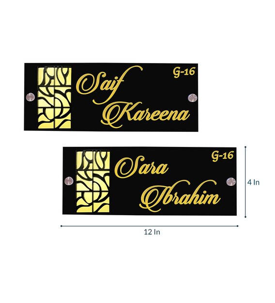Buy Customized Black Yellow Acrylic Laser Cut Name Plate By Karigaari India Online Name Plates Name Plates Home Decor Pepperfry Product