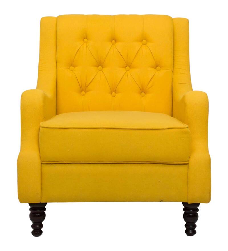 Buy Cubic Wing Chair In Yellow Colour By Care Furniture Online Solid