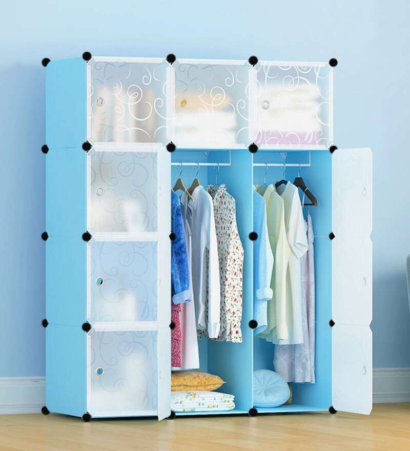 Buy Cubical Kids Wardrobe in Blue by DIY Furniture Online - 2 Door ...