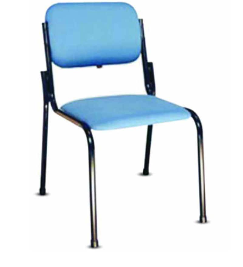 Buy Cushioned Four Legged Chair without Armrest in Blue Colour by