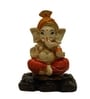 Earth Cute Little Ganesha with Stylish Turban Polyresin Statue