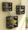 Cube Design Set of 3 Black Engineered Wood Wall Shelf