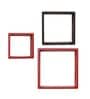 Cube Design Set of 3 Red And Brown Engineered Wood Wall Shelf