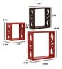 Cube Design Set of 3 Red And Brown Engineered Wood Wall Shelf