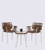 Cube Metal Table and Chair Set in Tan & Cream Finish