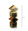 Blackgold Handpainted Wooden Tabe Lamp With Geometrical Fengshu Design
