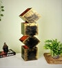 Blackgold Handpainted Wooden Tabe Lamp With Geometrical Fengshu Design