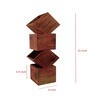Brown Handmade Wooden Tabe Lamp With Geometrical Ladder Fengshu Design