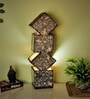 Multicolor Handpainted Wooden Tabe Lamp With Geometrical Fengshu Design