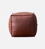 Cuboid Leatherette Pouffe In Brown Colour (Set Of 2)