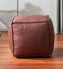 Cuboid Leatherette Pouffe In Brown Colour (Set Of 2)