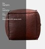 Cuboid Leatherette Pouffe In Brown Colour (Set Of 2)