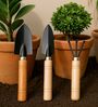Black Wooden Essential Planting Tool Set Of 3
