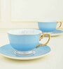 Carson 200ml Blue & White Porcelain (Set of 2) Tea Cup & Saucer Set