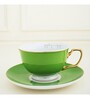 Leonardo 200ml Green & White Porcelain (Set of 2) Tea Cup & Saucer Set