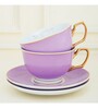 Nicholas 200ml Purple & White Porcelain (Set of 2) Tea Cup & Saucer Set