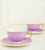 Nicholas 200ml Purple & White Porcelain (Set of 2) Tea Cup & Saucer Set