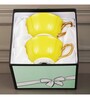 Kai 200ml Yellow & White Porcelain (Set of 2) Tea Cup & Saucer Set