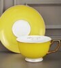 Kai 200ml Yellow & White Porcelain (Set of 2) Tea Cup & Saucer Set