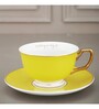 Kai 200ml Yellow & White Porcelain (Set of 2) Tea Cup & Saucer Set