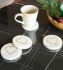 Set of 4 Cupid's Touch Marble Coaster with Golden Inlay