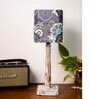 Curve Distress white Lamp with Blue batik print shade