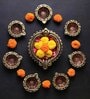Traditional Terracotta Gold Tea Light Set (Pack Of 10)