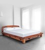 Curve Sheesham Wood Queen Size Bed in Rich honey Finish